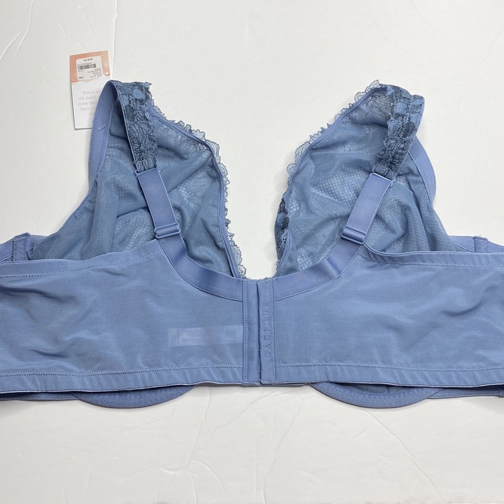 50D blue lace unlined full coverage underwire bra NWT Lane Bryant bra 50 D - Picture 7 of 9